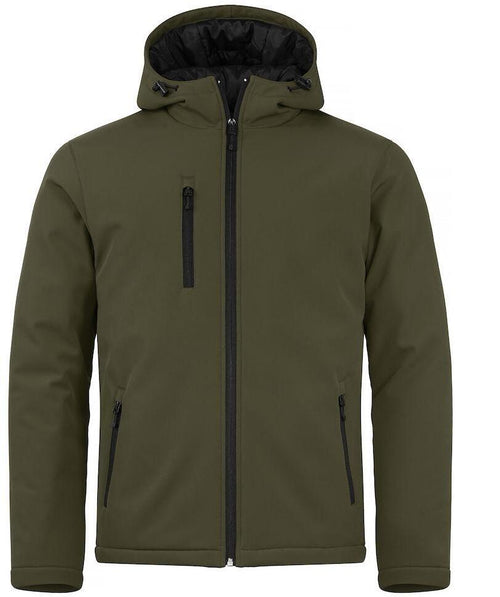 Softshell Verde Militare Giubbino Imbottito da Lavoro con Cappuccio Tempo Libero Impermeabile Traspirante Taglie Forti