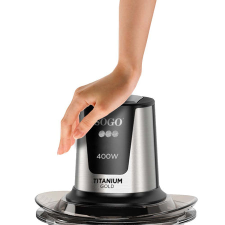 SOGO Tritatutto con ciotola in vetro 400W / 1.5L / lame in titanio / trita ghiaccio - trita carne