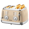 SOGO Tostapane 4 fette retrò / 1500W / 6 livelli di temperatura / scongelamento e riscaldamento /  beige