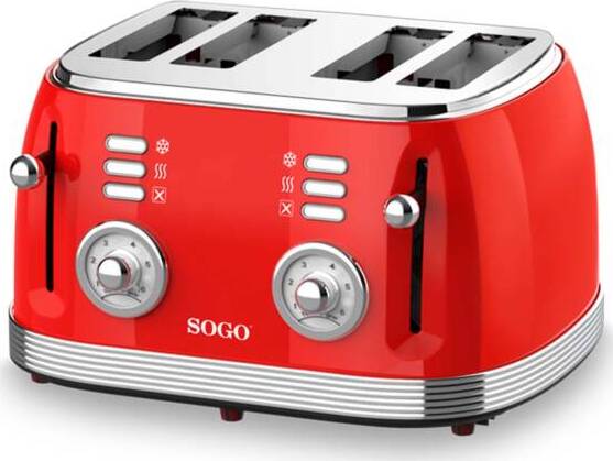 SOGO Tostapane 4 fette retrò / 1500W / 6 livelli di temperatura / scongelamento e riscaldamento / rosso Casa e cucina/Elettrodomestici per la cucina/Tostapane SellUp - Bassano del Grappa, Commerciovirtuoso.it
