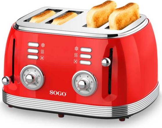 SOGO Tostapane 4 fette retrò / 1500W / 6 livelli di temperatura / scongelamento e riscaldamento / rosso Casa e cucina/Elettrodomestici per la cucina/Tostapane SellUp - Bassano del Grappa, Commerciovirtuoso.it