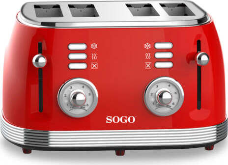 SOGO Tostapane 4 fette retrò / 1500W / 6 livelli di temperatura / scongelamento e riscaldamento / rosso Casa e cucina/Elettrodomestici per la cucina/Tostapane SellUp - Bassano del Grappa, Commerciovirtuoso.it