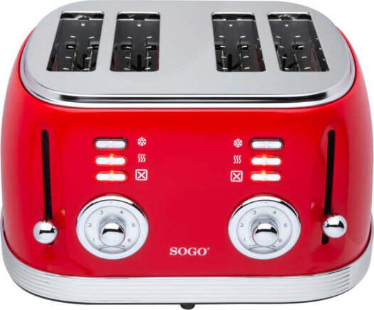 SOGO Tostapane 4 fette retrò / 1500W / 6 livelli di temperatura / scongelamento e riscaldamento / rosso Casa e cucina/Elettrodomestici per la cucina/Tostapane SellUp - Bassano del Grappa, Commerciovirtuoso.it