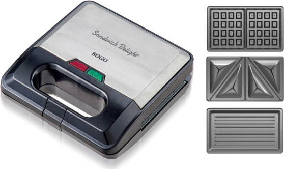 SOGO Tostapane griglia per sandwich, waffle e panini 3 in 1 750W / 2 fette / piastre intercambiabili / 22x13 / 90° Casa e cucina/Elettrodomestici per la cucina/Tostapane SellUp - Bassano del Grappa, Commerciovirtuoso.it