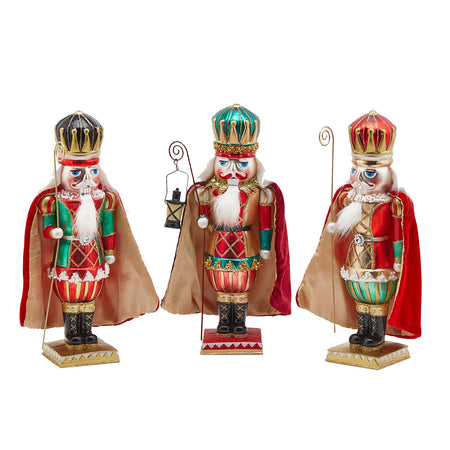 Statuetta in vetro decorativa "Soldatino Guardia" decorazione Rosso per Natale h 29 cm