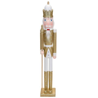 Soldatino schiaccianoci di Natale color bianco e oro per decorazioni natalizie