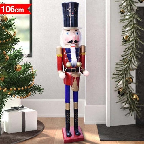 Soldato-Schiaccianoci-Di-Natale-In-Legno-Altezza-106-Cm-Decorazioni-Natalizie