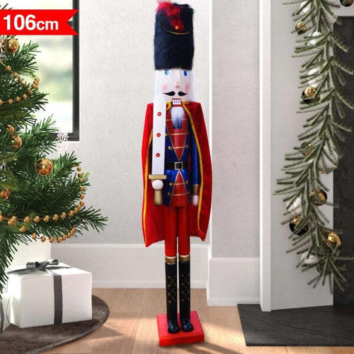 Soldato-Schiaccianoci-Di-Natale-In-Legno-Altezza-106-Cm-Decorazioni-Natalizie