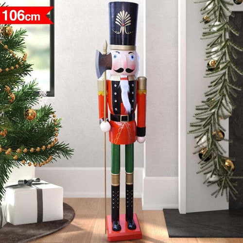 Soldato-Schiaccianoci-Di-Natale-In-Legno-Altezza-106-Cm-Decorazioni-Natalizie