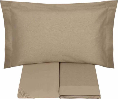 Somma-Tea-Completo-Lenzuola-Matrimoniale-Raso-Di-Cotone-Tinta-Unita