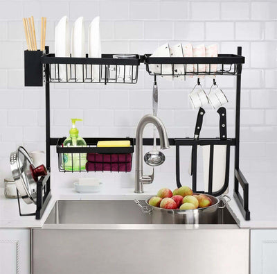Sopra lavello Dish organizzer cucina scaffale cucina in acciaio colore nero Casa e cucina/Organizzazione interni/Contenitori e barattoli da cucina/Portaoggetti e supporti/Scolapiatti Zencoccostore - Formia, Commerciovirtuoso.it