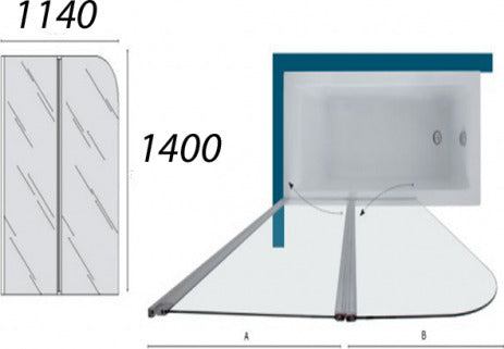 Sopravasca-2-ante-ripiegabili-114-cm-Trasparente-5mm-Flat-Tamanaco