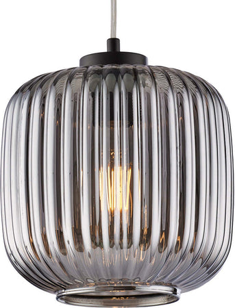 Sospensione-1-Luce-Anya-In-Ferro-Nero-E-Vetro-Grigio-Specchiato-Plisse'