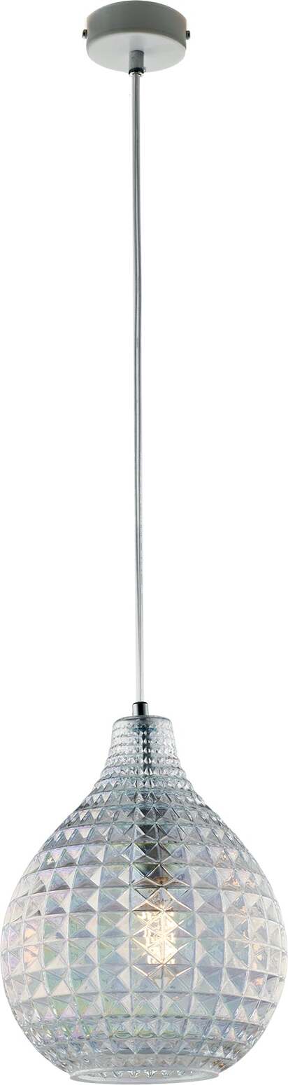 Sospensione-1-Luce-Diamante-In-Ferro-Bianco-E-Vetro-Soffiato-Trasparente