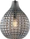 Sospensione-1-Luce-Diamante-In-Ferro-Nero-E-Vetro-Soffiato-Grigio-Specchiato