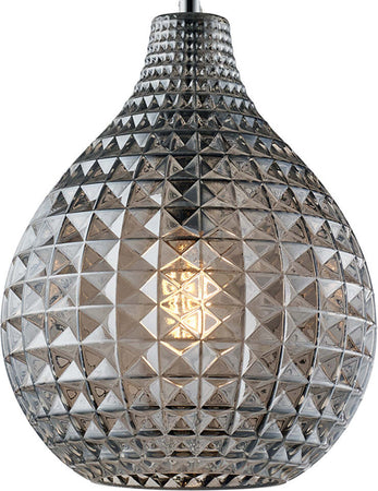 Sospensione-1-Luce-Diamante-In-Ferro-Nero-E-Vetro-Soffiato-Grigio-Specchiato