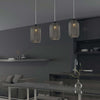 Sospensione-1-Luce-Krizia-In-Ferro-Nero-Vetro-Grigio-Specchiato-Effetto-Plisse'