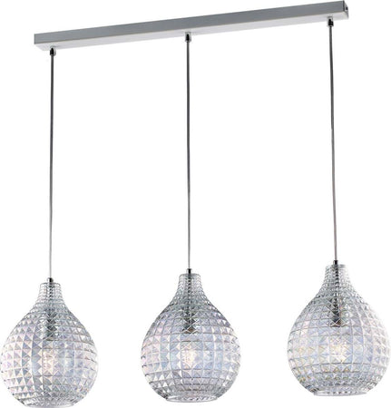 Sospensione-3-Luci-Diamante-A-Binario-Ferro-Bianco-E-Vetro-Soffiato-Trasparente