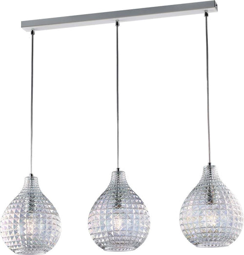 Sospensione-3-Luci-Diamante-A-Binario-Ferro-Bianco-E-Vetro-Soffiato-Trasparente