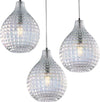 Sospensione-3-Luci-Diamante-In-Ferro-Bianco-E-Vetro-Soffiato-Trasparente