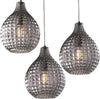 Sospensione-3-Luci-Diamante-In-Ferro-Nero-E-Vetro-Soffiato-Grigio-Specchiato