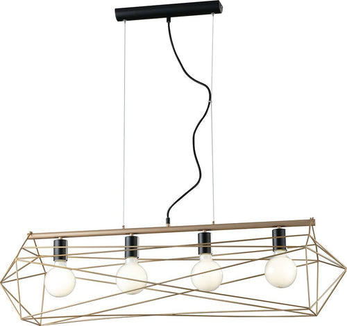 Sospensione Abraxas Nero/Oro 4Xe27 106X29,5X29,5Cm Illuminazione/Illuminazione per interni/Lampadari lampade a sospensione e plafoniere/Lampade a sospensione Led Mall Home - Napoli, Commerciovirtuoso.it