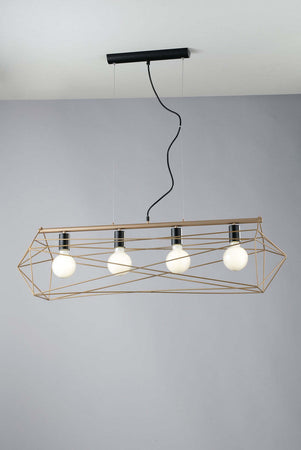 Sospensione Abraxas Nero/Oro 4Xe27 106X29,5X29,5Cm Illuminazione/Illuminazione per interni/Lampadari lampade a sospensione e plafoniere/Lampade a sospensione Led Mall Home - Napoli, Commerciovirtuoso.it