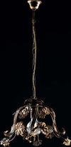 Sospensione-Arte-Povera-1-Luce-con-Foglie-in-Ferro-Marrone-e-Oro-Serie-Iris