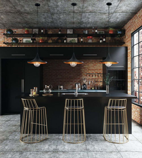 Sospensione Broadway Nera 1Xe27 35X18,5Cm Illuminazione/Illuminazione per interni/Lampadari lampade a sospensione e plafoniere/Lampade a sospensione Led Mall Home - Napoli, Commerciovirtuoso.it