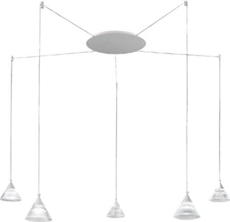 Sospensione-Cavi-Distanziati-Contemporanea-Cony-Metallo-Bianco-Led-35W