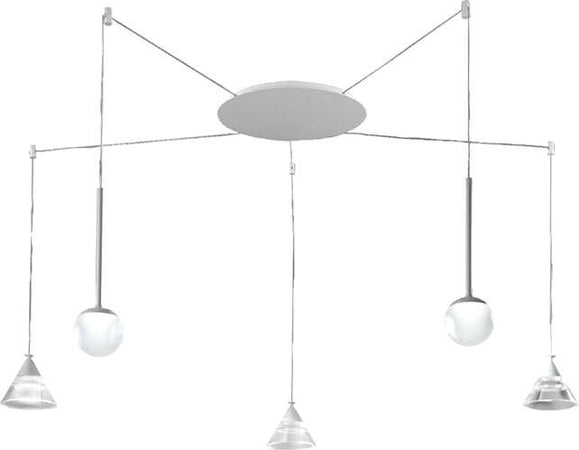 Sospensione-Cavi-Distanziati-Contemporanea-Cony-Metallo-Bianco-Led-35W