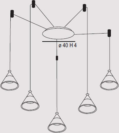 Sospensione-Cavi-Distanziati-Contemporanea-Cony-Metallo-Bianco-Led-35W