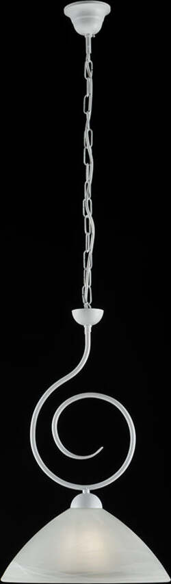 Sospensione-Classica-1-Luce-Ferro-Battuto-Bianco-Shabby-Vetro-Bianco-Serie-Milly