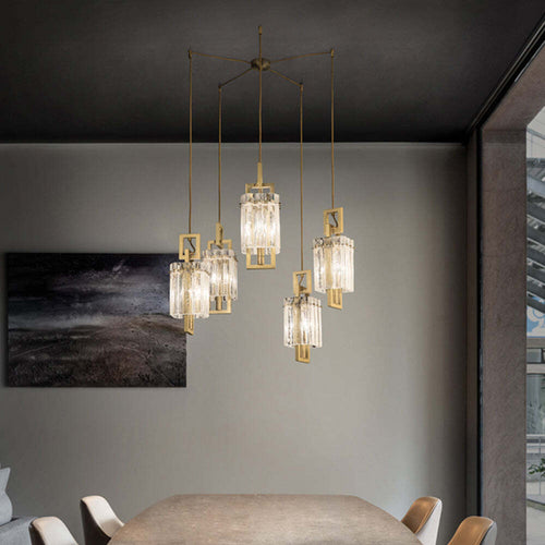 Sospensione-Classica-Crek-Metallo-Ottone-Vetro-5-Luci