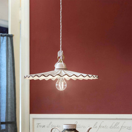 Sospensione-Classica-L'Aquila-Ottone-E-Ceramica-Decorato-Diam.-41Cm-1-Luce-E27