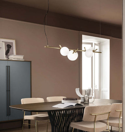 Sospensione-Classica-Posy-Metallo-Rame-Vetro-4-Luci