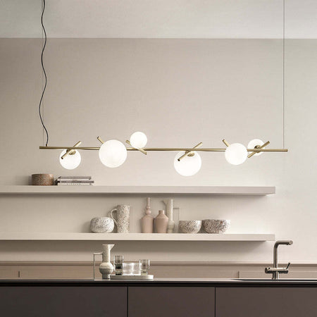 Sospensione-Classica-Posy-Metallo-Rame-Vetro-5-Luci