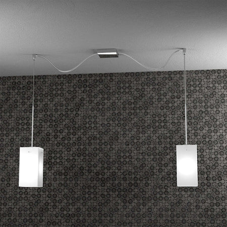 Sospensione-Contemp-Crazy-Con-Decentratori-Metallo-Cromo-Vetro-Bianco-2-Luci-E27