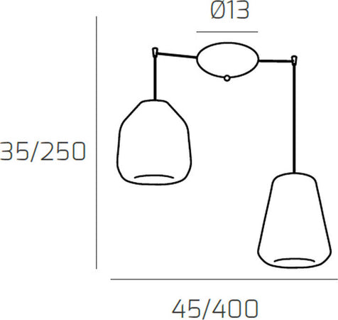Sospensione-Contemp.-Double-Skin-Metallo-Ottone-Sat.-Vetro-B-G-Ambra-2-Luci-E27