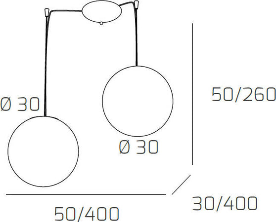 Sospensione-Contemp-Glitter-Metallo-Cromo-Vetro-Soffiato-Trasp-2-Luci-E27-30Cm