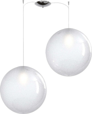 Sospensione-Contemp-Glitter-Metallo-Cromo-Vetro-Soffiato-Trasp-2-Luci-E27-40Cm