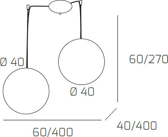 Sospensione-Contemp-Glitter-Metallo-Cromo-Vetro-Soffiato-Trasp-2-Luci-E27-40Cm