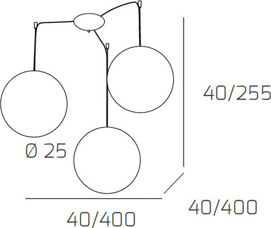 Sospensione-Contemp-Glitter-Metallo-Cromo-Vetro-Soffiato-Trasp-3-Luci-E27-25Cm