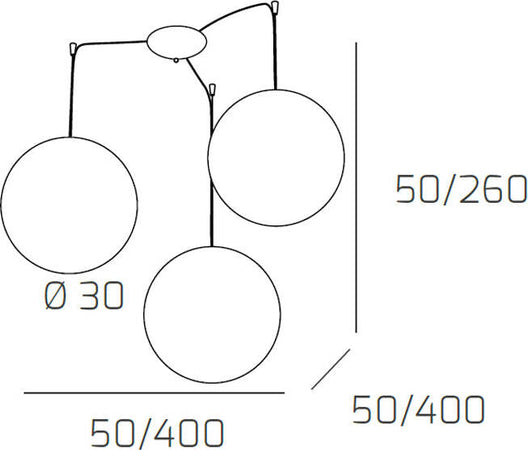 Sospensione-Contemp-Glitter-Metallo-Cromo-Vetro-Soffiato-Trasp-3-Luci-E27-30Cm