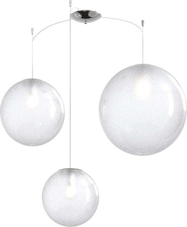 Sospensione-Contemp-Glitter-Metallo-Cromo-Vetro-Soffiato-Trasp-3-Luci-E27-Mix