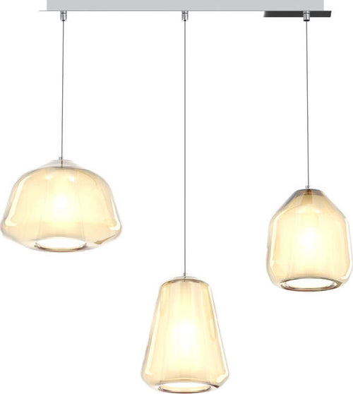 Sospensione-Contemp.-Rett.-Double-Skin-Metallo-Cromo-Vetro-Mix-Ambra-3-Luci-E27