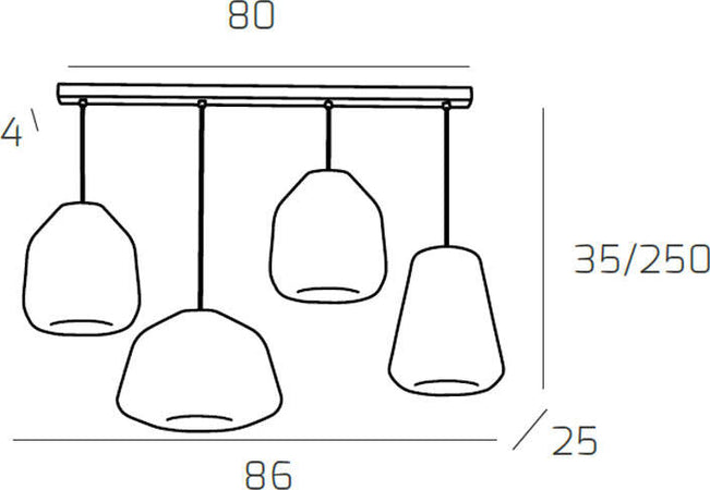 Sospensione-Contemp.-Rett.-Double-Skin-Metallo-Cromo-Vetro-Mix-Ambra-4-Luci-E27