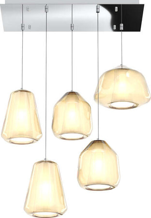 Sospensione-Contemp.-Rett.-Double-Skin-Metallo-Cromo-Vetro-Mix-Ambra-5-Luci-E27