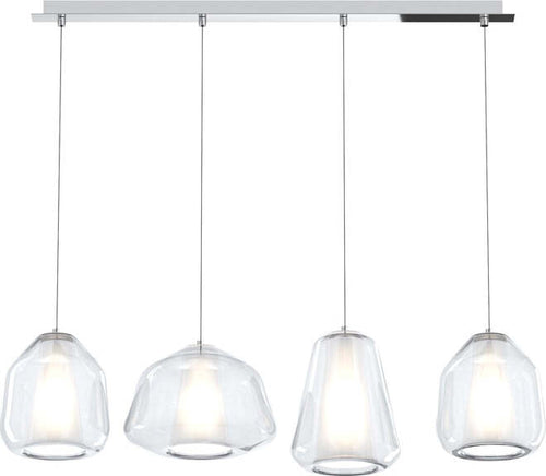 Sospensione-Contemp.-Rett.-Double-Skin-Metallo-Cromo-Vetro-Mix-Trasp.-4-Luci-E27