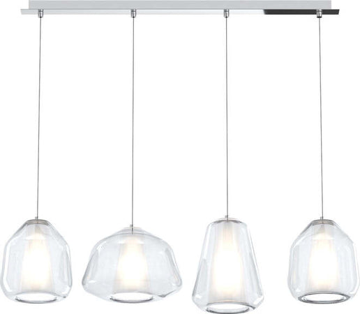 Sospensione-Contemp.-Rett.-Double-Skin-Metallo-Cromo-Vetro-Mix-Trasp.-4-Luci-E27